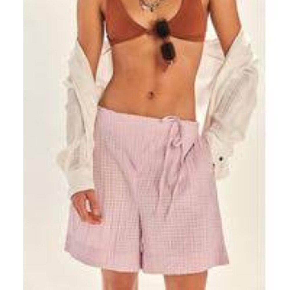 Free People Pucker Check Wrap Shorts NWT *